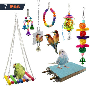 Shantu - Juego de 7 juguetes para masticar con forma de loro, ideal para pequeños parakeets, cacatolas, conos, aletas, guacamayos, loros, pájaros de amor - BESTMASCOTA.COM