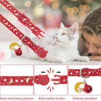 KOOLTAIL Cat Collar Breakaway with Bell for Kitten - 6 Pack Stars and Moon Charm Pendent Cat Reflective Collars Bell Glow in The Dark for Cats Kitty Puppy - BESTMASCOTA.COM