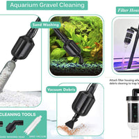 Higger 12V DC 5 en 1 Eléctrico Acuario Grava Aspiradora Kit de Arena Arandela Grava Herramientas de Limpieza de Cambio de Agua para Tanque de Pescado - BESTMASCOTA.COM