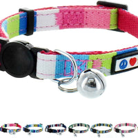 Pawtitas Collar de gato multicolor con hebilla de seguridad extraíble para gato, collar de gato - BESTMASCOTA.COM
