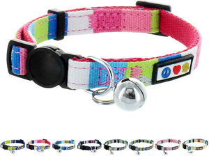 Pawtitas Collar de gato multicolor con hebilla de seguridad extraíble para gato, collar de gato - BESTMASCOTA.COM