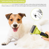 Pecute - juego de herramientas y peine desenredante. Hoja doble, peine tipo rastrillo + cepillo para acicalar. Remueve pelo de la capa inferior, nudos, marañas y pelo enredado - BESTMASCOTA.COM