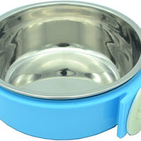 RUBYHOME Comedero para perros, cuenco de agua para mascotas, cuenco de plástico 2 en 1 y cuenco de acero inoxidable, cuenco extraíble para colgar gatos, conejos, pájaros, comida, cuenco perfecto para cajas y jaulas - BESTMASCOTA.COM