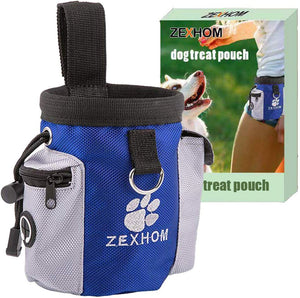 ZEXHOM Dog Treat Pouch, Portable Dog Training Bag with Belt Clip, Drawstring Design Training Pouch with Dog Bag Dispenser, Perfect Food Snack Storage Holder for Puppy Training and Walking - BESTMASCOTA.COM