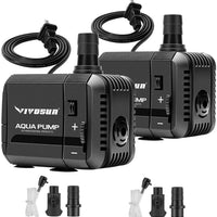 VIVOSUN - Bomba sumergible de 210GPH, bomba de agua ultra silenciosa con elevación de 3.3 ft de altura, bomba de fuente con cable de alimentación de 4.9 ft, 2 boquillas para pecera, estanque, acuario, estatuario, hidropónico - BESTMASCOTA.COM