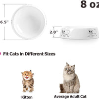 YHY Cuenco de cerámica para comida de gatos, 283 ml, no deslizante, cuenco para comida de gato, ancho y espeso, diseño elegante, color blanco, 6.5 pulgadas - BESTMASCOTA.COM