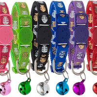 SCENEREAL - Collar de gato con campana, 6 unidades, de nailon con estampado a la moda, collar ajustable de seguridad con campanas de colores extraíbles para gatos, cachorros - BESTMASCOTA.COM