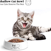 YHY Cuenco de cerámica para comida de gatos, 283 ml, no deslizante, cuenco para comida de gato, ancho y espeso, diseño elegante, color blanco, 6.5 pulgadas - BESTMASCOTA.COM
