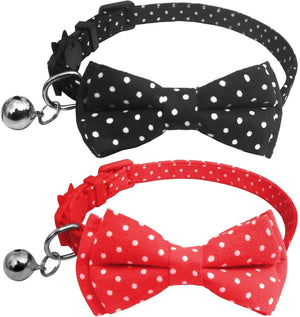 CHUKCHI Cat Collar Breakaway with Cute Bow Tie and Bell for Kitty and Some Puppies (red+Black) (red+Black) - BESTMASCOTA.COM