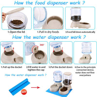 Alimentador automático para gatos y dispensador de agua en juego con alfombrilla de comida para mascotas para perros pequeños, medianos, cachorros, gatitos, gran capacidad, 1 galón x 2 - BESTMASCOTA.COM