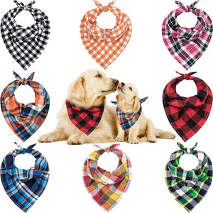 Bandana para perro, 8 unidades, regalo de cumpleaños, lavable, triángulo, rojo, negro, verde, azul, naranja, rosa, con estampado de cuadros para perros, bufanda, accesorios para perros pequeños a grandes, cachorros, gatos y mascotas - BESTMASCOTA.COM