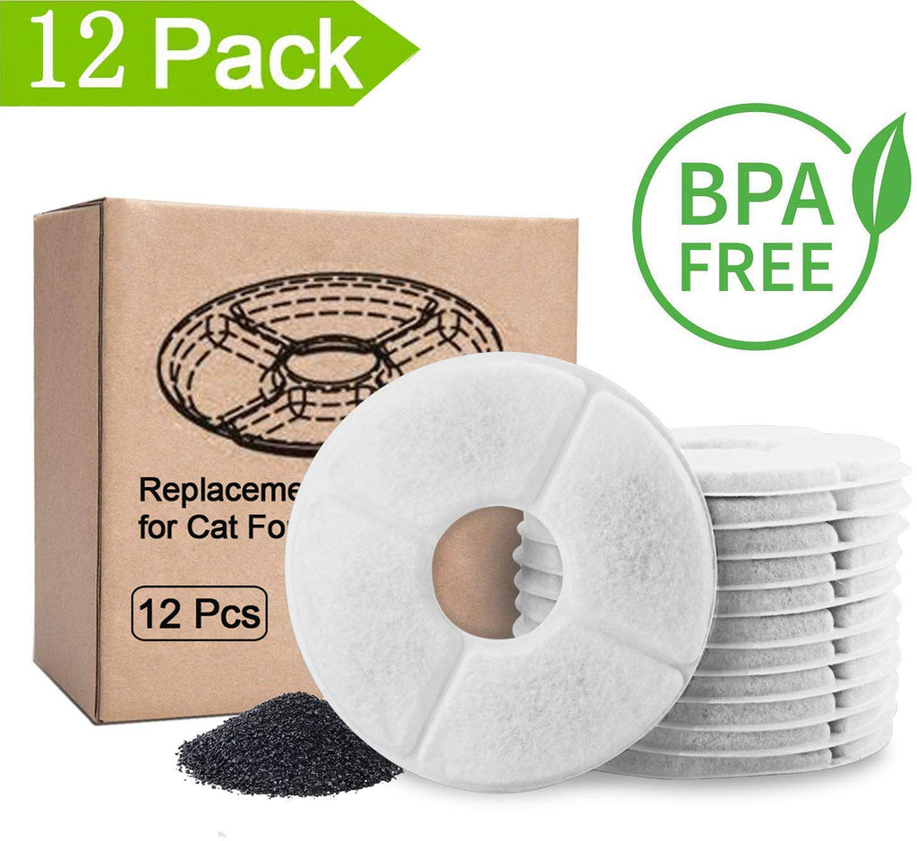 Hellosam Filtro de repuesto para fuente de mascotas, 12 paquetes, filtro de fuente de agua para mascotas, dispensador automático de agua para mascotas, filtros activados de carbón para agua potable - BESTMASCOTA.COM