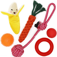 Conjunto de juguetes para perro pequeño, paquete de 6, balón, cuerda y juguetes para masticar para cachorro - BESTMASCOTA.COM