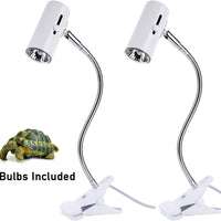 CalPalmy - Juego de 2 lámparas de 25 W para reptiles UVA UVB, soporte y zócalos ajustables ampliados para mascotas Brooder Coop Pollo, Lagarto Tortuga, Serpiente de Acuario Hábitat y bombillas de luz - BESTMASCOTA.COM