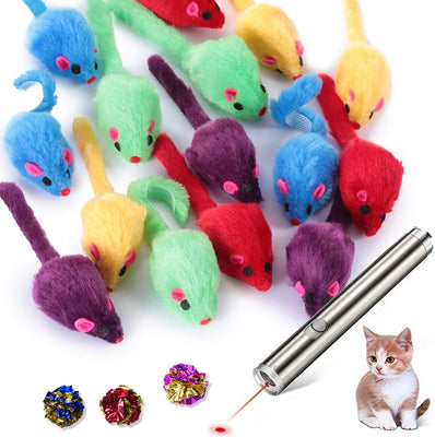 FZR Legend 19 Juguetes para gatos, 15 peluches, ratones pequeños, 3 pelotas de mylar, 1 juguete interactivo para gatos, cachorros, gatitos - BESTMASCOTA.COM