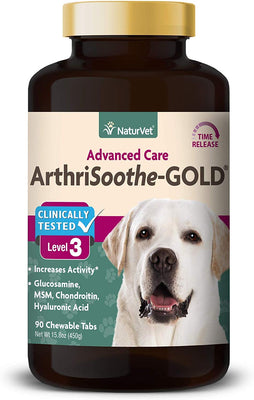 naturvet clínicamente probado arthrisoothe-gold Cuidado de Articulaciones Nivel 3 Advanced para perros y gatos, Chewable Pastillas, fabricado en EE. UU. - BESTMASCOTA.COM