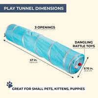 Pack de 1 Pet Agility Juego Túnel Tubo accesorio regalo – Pet Juguete de formación para pequeñas mascotas, perros, gatos, conejos, Teal – 47 x 9.75 inches - BESTMASCOTA.COM