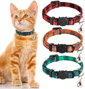 PUPTECK Collar para gato con campana – Juego de 3 collares para gato a cuadros Breakaway, collares de seguridad ajustables para cachorro, naranja, rojo y verde - BESTMASCOTA.COM