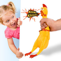 Divertido goma de 15" gritando pollo juguete para niños y mascotas – muy duradero y divertido pollo Perro Chew Squeaky Toy – Silly apretar y emite sonido novedad Idea de regalo – colores vibrantes y Wacky diseño - BESTMASCOTA.COM