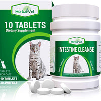 HerbalVet 10 Tablets Cat Intestinal Cleanse | Cat Dewormer Alternative | Cleansing Tablets for Cats, Promotes Intestinal Health | 4 Tablets, Works for Kittens | Helpful E-Book Included - BESTMASCOTA.COM