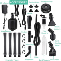 Higger 12V DC 5 en 1 Eléctrico Acuario Grava Aspiradora Kit de Arena Arandela Grava Herramientas de Limpieza de Cambio de Agua para Tanque de Pescado - BESTMASCOTA.COM