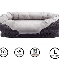 Cama para perro y cachorro de lujo con camas de espuma ortopédica con funda extraíble lavable, ultra cómoda, cojín de borde acolchado, parte inferior antideslizante, para perros/cachorros - BESTMASCOTA.COM