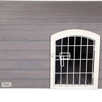Petsfit 31" largo x 21" ancho x 21" alto. Casa de perro de interior de madera con puerta para perro pequeño, s, gris - BESTMASCOTA.COM