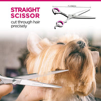 Tijeras de peluquería para perros, Gimars Heavy Duty Titanium recubierto de acero inoxidable Pet Grooming Trimmer Kit – perfecto Thinning, recto, curvado Tijeras con peine para pelo largo y corto, pelo para gato y más mascotas, Estándar - BESTMASCOTA.COM