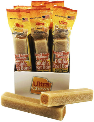 Ultra masticable: hueso de doble golosina, sabor a mantequilla de cacahuete, dulces para perros, base de arroz altamente digerible, promueve la placa y el control de tartartán, perfecto para entrenamiento, vida útil de dos años - BESTMASCOTA.COM