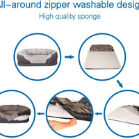 Cama para perro y cachorro de lujo con camas de espuma ortopédica con funda extraíble lavable, ultra cómoda, cojín de borde acolchado, parte inferior antideslizante, para perros/cachorros - BESTMASCOTA.COM