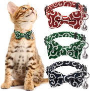 KOOLTAIL Bowtie Collar de gato con campana, 3 unidades de collares ajustables estilo japonés Kimono Ninja para gatos, gatitos, cachorros - BESTMASCOTA.COM