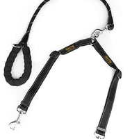 Mighty Paw Double Dog Leash | Dual Pet Leash with Soft, Padded Rope Handle, and Tangle-Free 360° Swivel Hook. Adjustable Length for Small or Large Dogs. Weather-Resistant Climbers’ Rope Leash. (Black) - BESTMASCOTA.COM