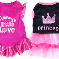 Ollypet Pack of 2 Dog Clothes for Small Dogs Dress Girl Puppy Cat Pink Pet Cute Black Summer Apparel Chihuahua Yorkie Outfit - BESTMASCOTA.COM