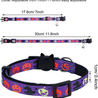 Frienda - 4 collares para gatos de Halloween, ajustables con campana, incluye patrones de calabaza fantasma para Halloween, fiestas, gatos, accesorios de aseo - BESTMASCOTA.COM