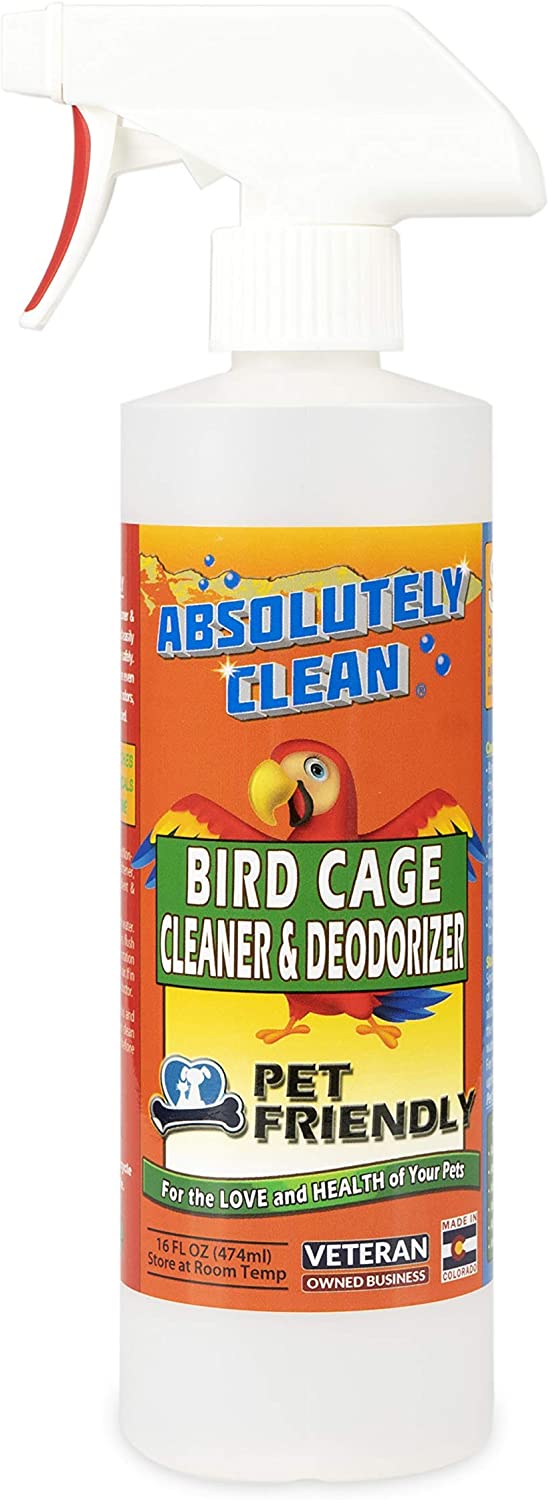 Limpiador y desodorizante para jaulas de pájaros absolutamente limpio, solo pulverizar/limpiar, elimina de forma segura y fácil los desperfectos de aves de forma rápida y fácil, fabricado en los Estados Unidos - BESTMASCOTA.COM