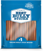 Best Bully Sticks Premium - Paquete de 24 palos de carne de vacuno para perros de 5.9 in de grosor - Totalmente natural, de rango libre - BESTMASCOTA.COM