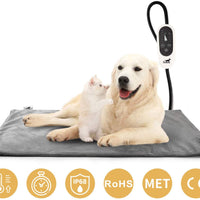 Toozey Almohadilla de calentamiento para mascotas, con temporizador, ajustable, impermeable, para gatos y perros con cable resistente a la masticación, almohadillas eléctricas para perros y gatos - BESTMASCOTA.COM