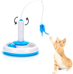 Vealind Juguetes interactivos para gatos de interior con rotación automática de 360 ° de pluma y timbre de timbre de bola de juguete - BESTMASCOTA.COM