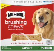 Milk-Bone masticables de cepillado diarios, golosinas dentales, grandes (30 ct), 40.4 oz (1.15 kg) - BESTMASCOTA.COM