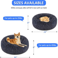 FOCUSPET Cama para perro o gato, cama para mascotas de piel sintética, redonda, cómoda, tamaño de 23 pulgadas y 30 pulgadas, cama ultra suave y calmante para perros y gatos, cama con cojín para dormir de auto calentamiento interior - BESTMASCOTA.COM