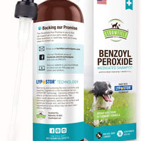 Benzoyl Peroxide Champú para Perros, Gatos, Sulfur - 16 oz - Champú Medicado para Perros Smelly, Anti Itch Dry Skin Allergy Treatment, Folliculitis, Seborrea, Dermatitis, Caspa, Infección, Mange - BESTMASCOTA.COM