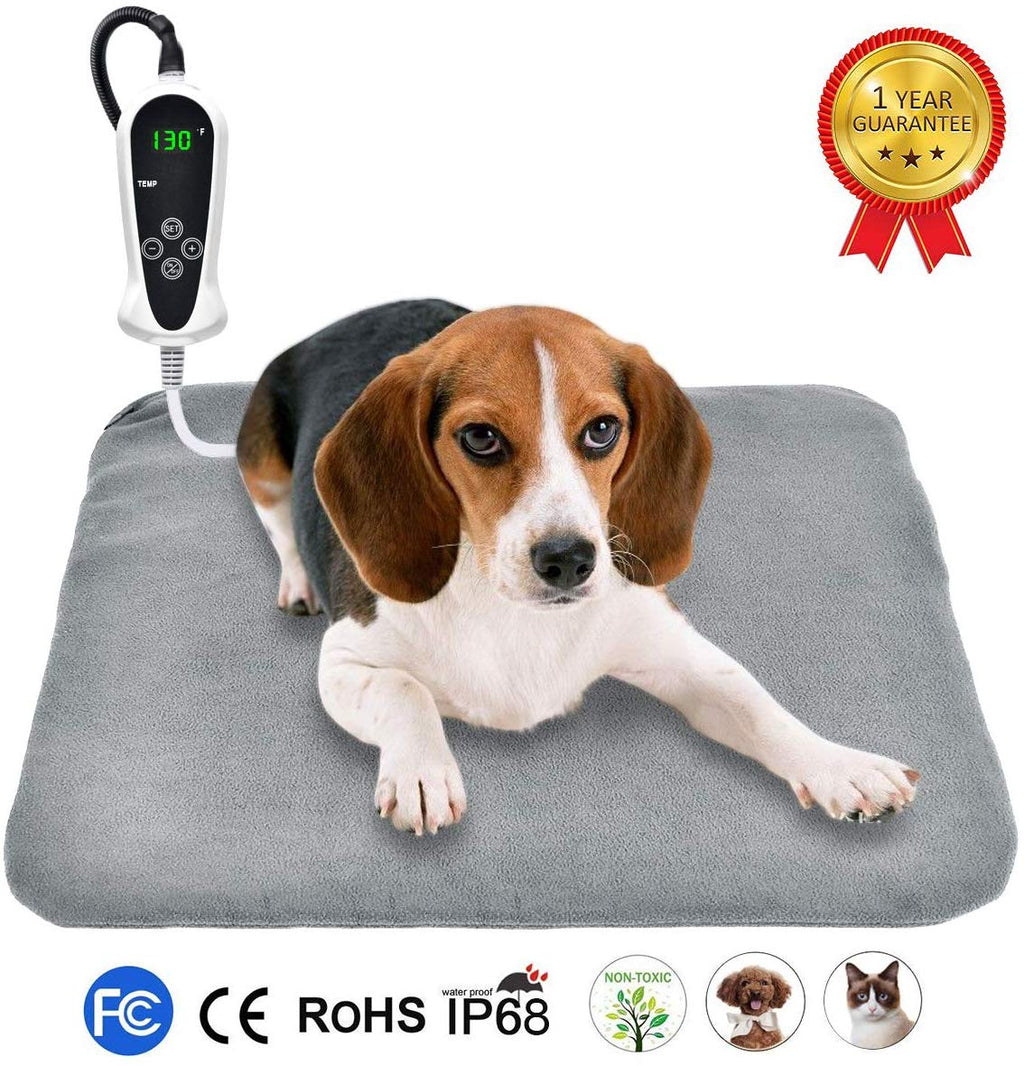 Almohadilla de calentamiento para mascotas RIOGOO, almohadilla de calentamiento eléctrica mejorada para perros y gatos, impermeable, apagado automático, 18.0 x 18.0 in, gris - BESTMASCOTA.COM