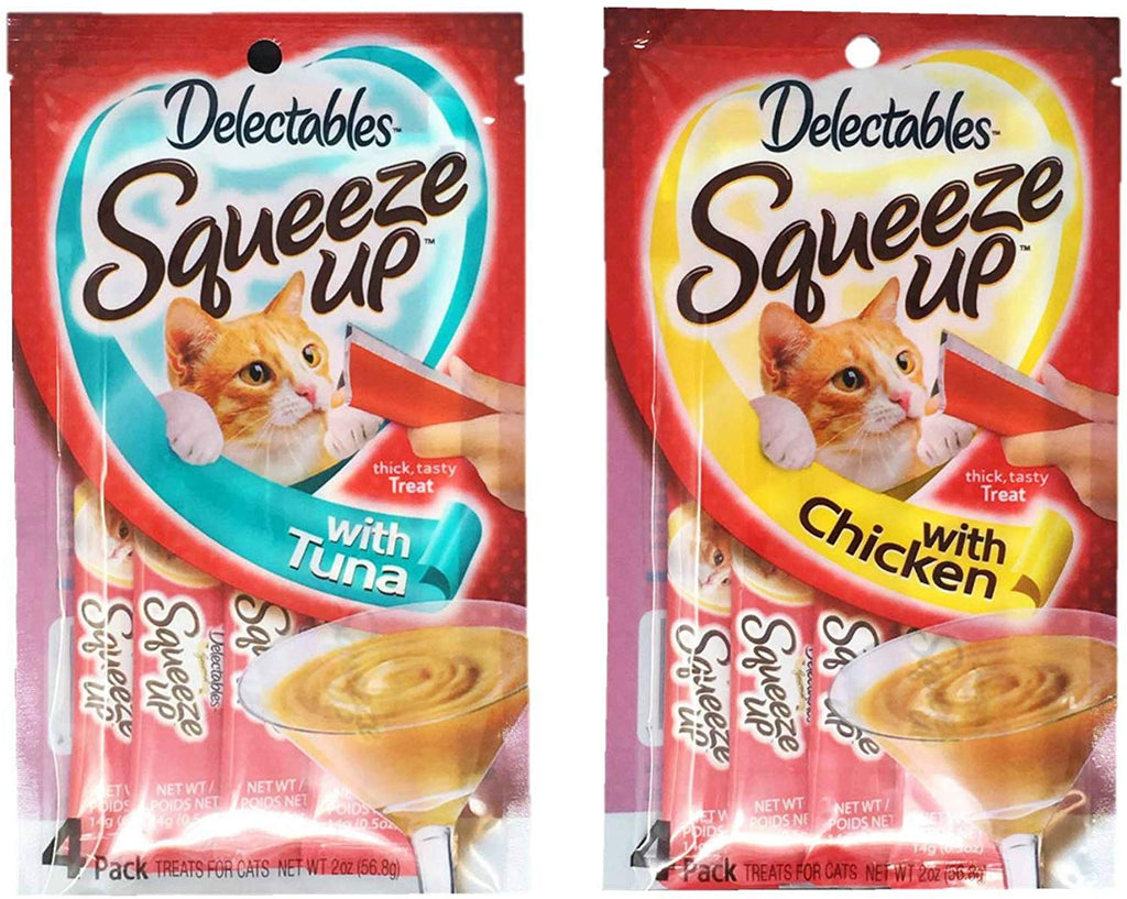 Delectables Squeeze Up Hartz Cat Treats Variety Pack de 2 sabores (Tuna, pollo; 2,0 oz cada uno) - BESTMASCOTA.COM