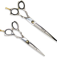 Tijeras de peluquería para mascotas (paquete de 2) hechas de acero inoxidable japonés, ligeras, fuertes y duraderas. - BESTMASCOTA.COM