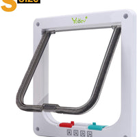 Puerta de gato Ycozy de 4 vías de bloqueo para gatos, gatos, gatos, gatitos, perros pequeños, fácil de instalar en puertas, ventanas, armario y paredes - BESTMASCOTA.COM