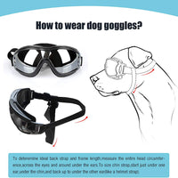 PEDOMUS - Gafas de sol para perro, correa ajustable para viajes, esquí y antiempañamiento para mascotas, tamaño mediano a grande, color negro - BESTMASCOTA.COM