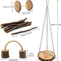 ZALOVA - Juguetes de cobaya, 9 piezas de madera natural de pino hámster masticar juguetes ratas chinchillas juguetes accesorios mancuernas de ejercicio, rodillo de cuidado de dientes molar juguete para conejos jerbiles - BESTMASCOTA.COM