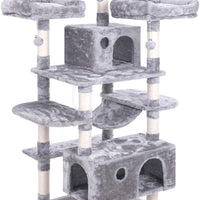 BEWISHOME MMJ03 - Hamaca grande para gatos con postes de sisal para arañar perchas, muebles de torre para gatos, centro de actividades para gatitos - BESTMASCOTA.COM