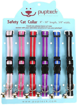 PUPTECK - Collar reflectante para gato, 6 unidades, con campana - BESTMASCOTA.COM