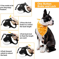QiMH Correa retráctil para perro, 360 ° sin enredos, resistente y reflectante de 16.0 ft con asa antideslizante para perros de tamaño mediano y grande de hasta 110 libras, freno de una mano, pausa y bloqueo - BESTMASCOTA.COM